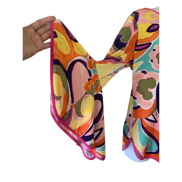 Coco Bianco abstract, hippie, groovy, long sleeve bell blouse #1368 - Picture 3 of 8